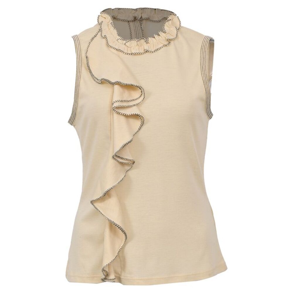 Ulla Johnson Brea Ruffled Sleeveless Blouse in Cream Wool